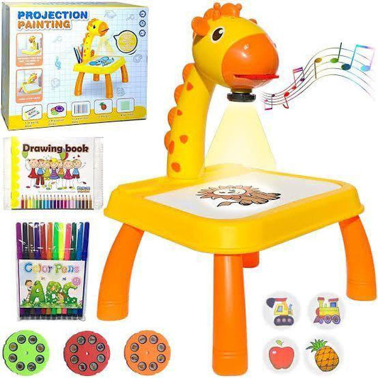 Mini Art Drawing Board Leds Projector Light Toy Children Kids Painting Table Small Desk (random Color)