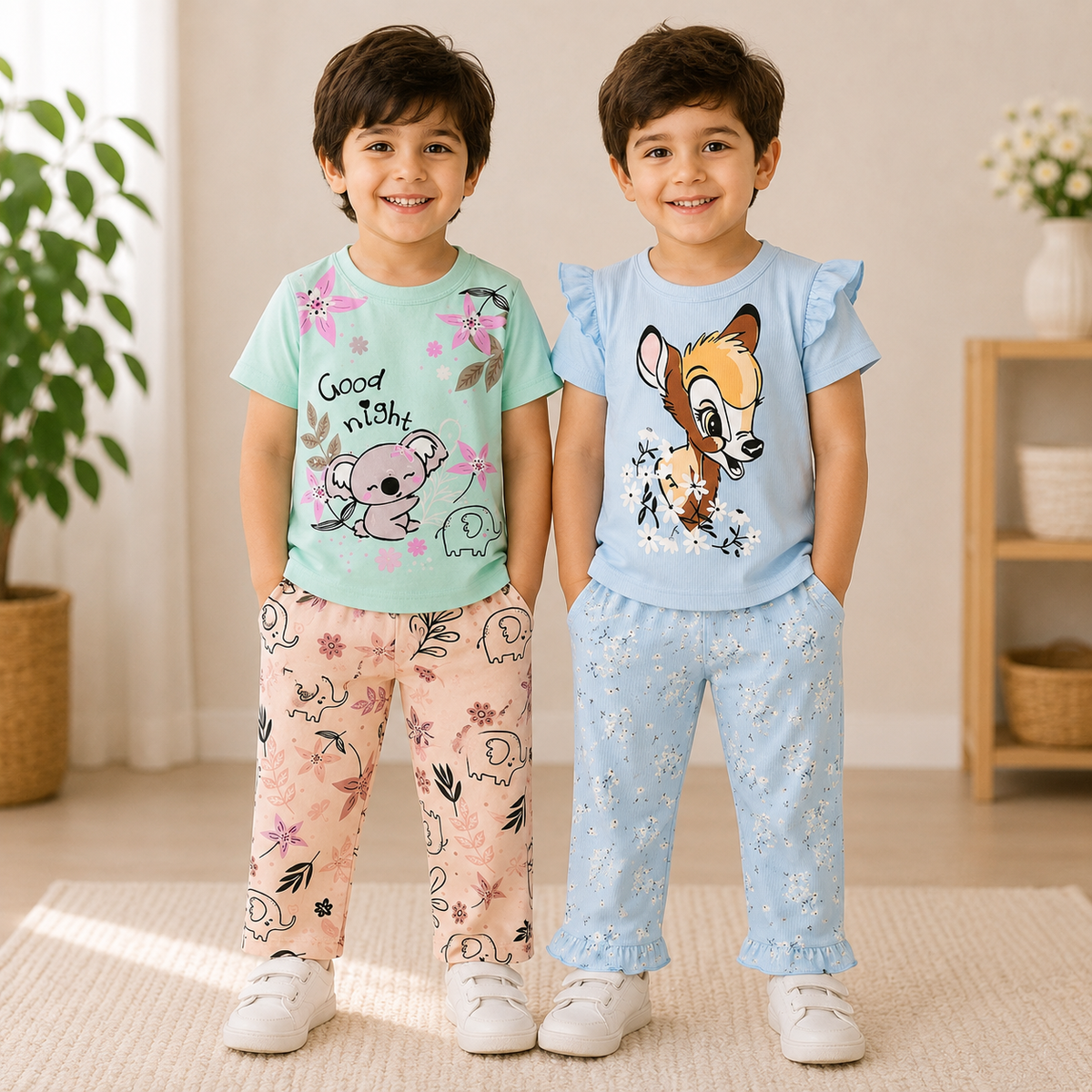 Koala & Deer Half Sleeve Pajama Set  (Pack of 2)