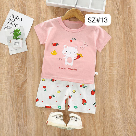 STRAWBERRY PRINTED SHORT SLEEVE KIDS WEAR