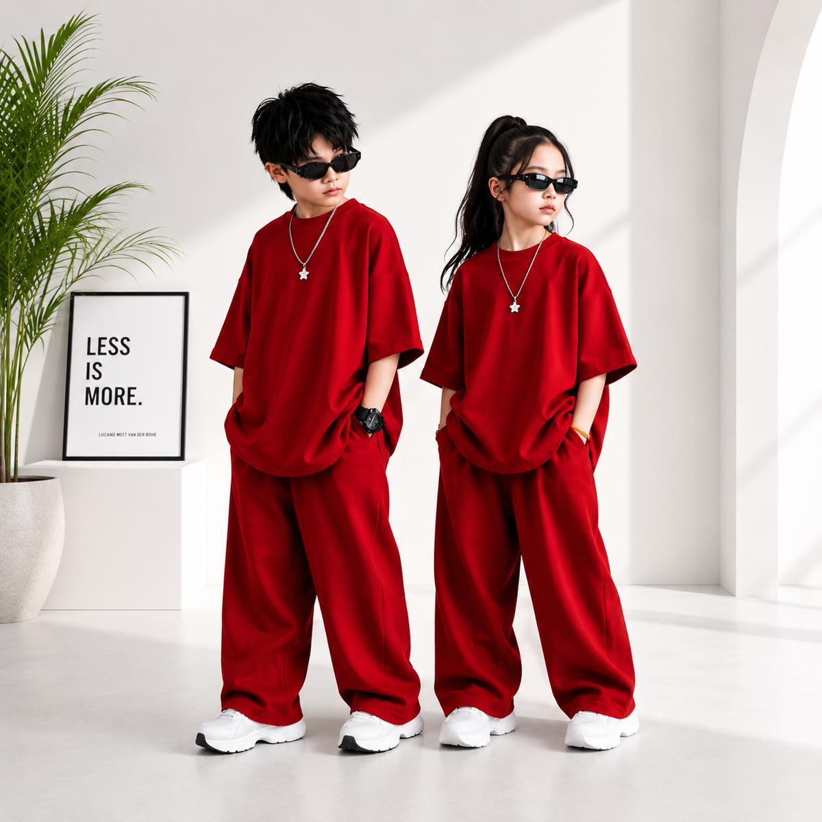 Red Kids Baggy Co-Ord Set – Premium Casual Wear for Boys (1-10 Years)