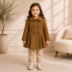 Brown Wastern Style Button Kids Fleece Coat