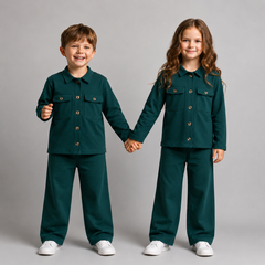 SEE GREEN FULL SLEEVES SHIRT DOUBLE POKET KIDS WEAR