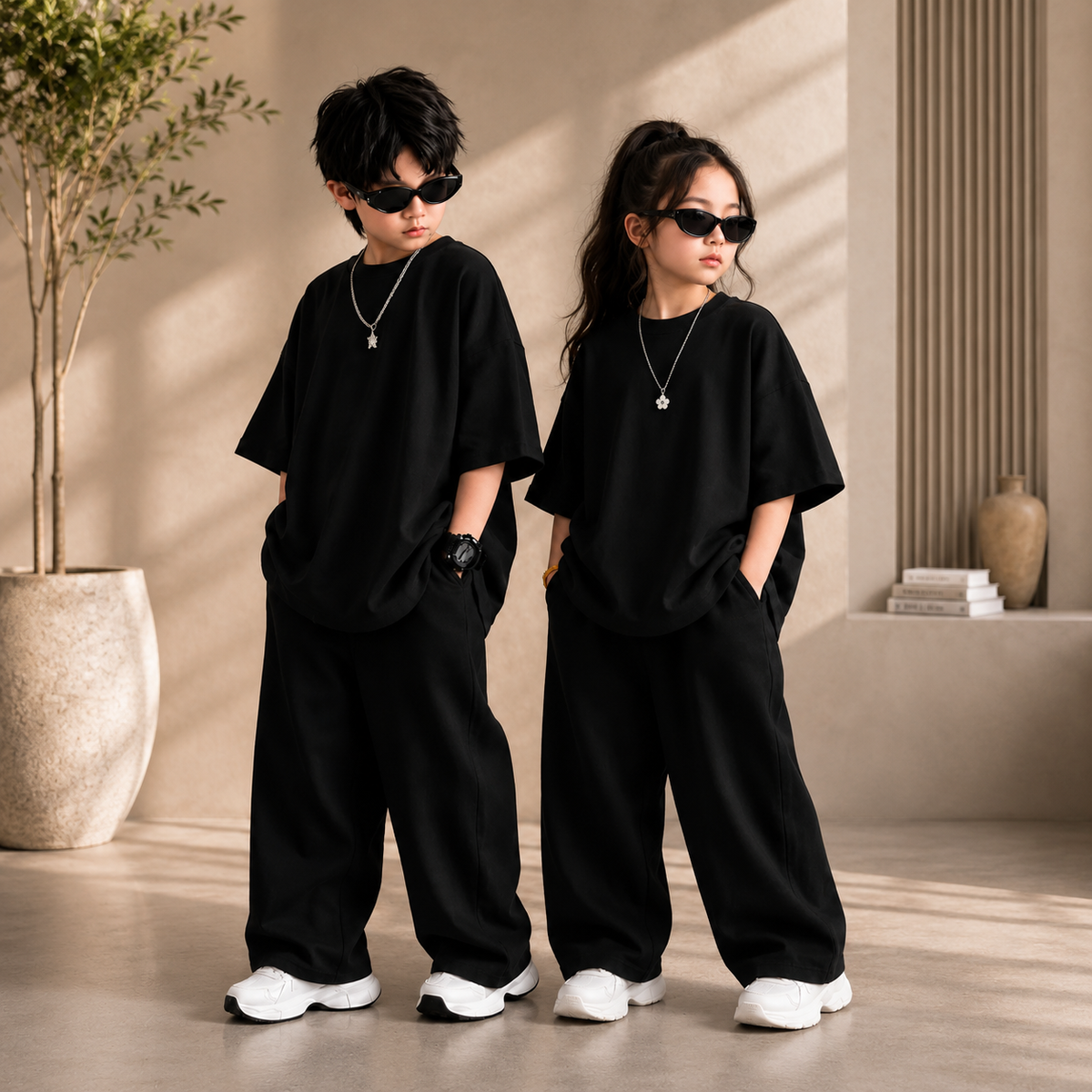 Black Kids Baggy Co-Ord Set – Premium Casual Wear for Boys (1-10 Years)