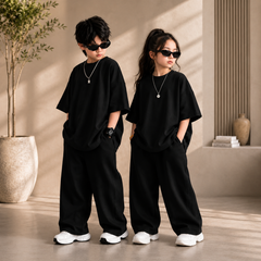 Black Kids Baggy Co-Ord Set – Premium Casual Wear for Boys (1-10 Years)