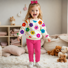 Vibrant Floral Print Kids' Sweatshirt & Trouser