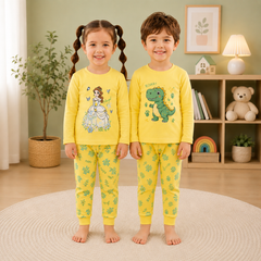 Yellow Princess Printed Kids Night Suit