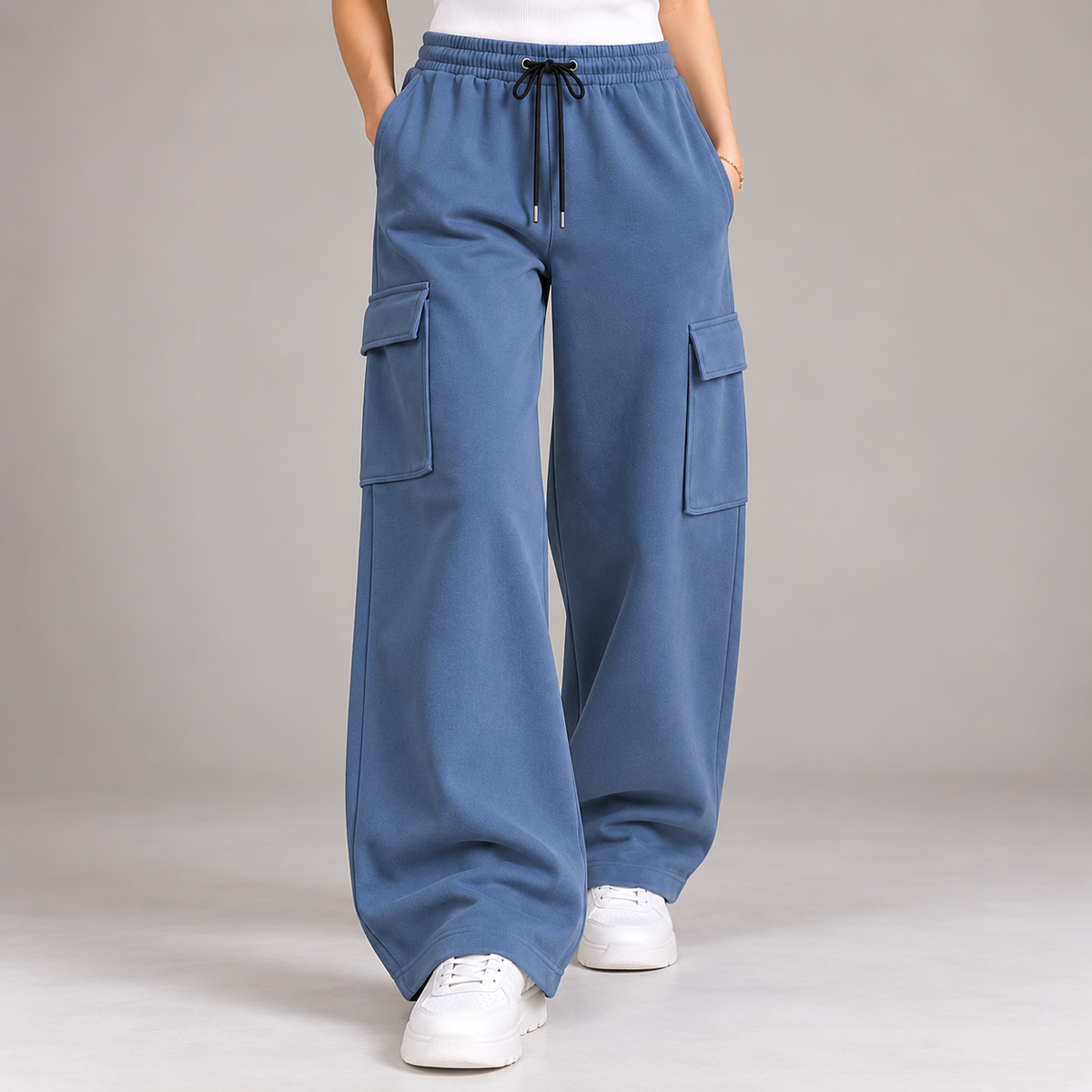 Zinc Blue Baggy 5 Pocket Trousers –  Female
